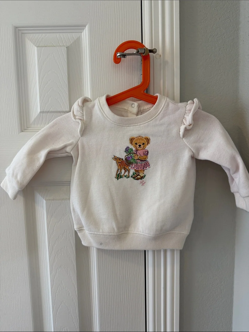 Ralph Lauren White Bear & Deer Pullover Sweatshirt, Baby, SZ 6 Months